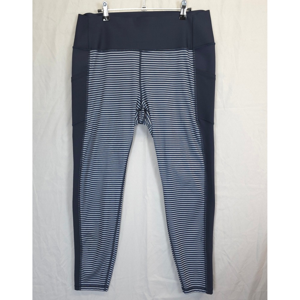 GapFitโ Sculpt Compression Leggings XL Navy Stripe High Rise Pockets